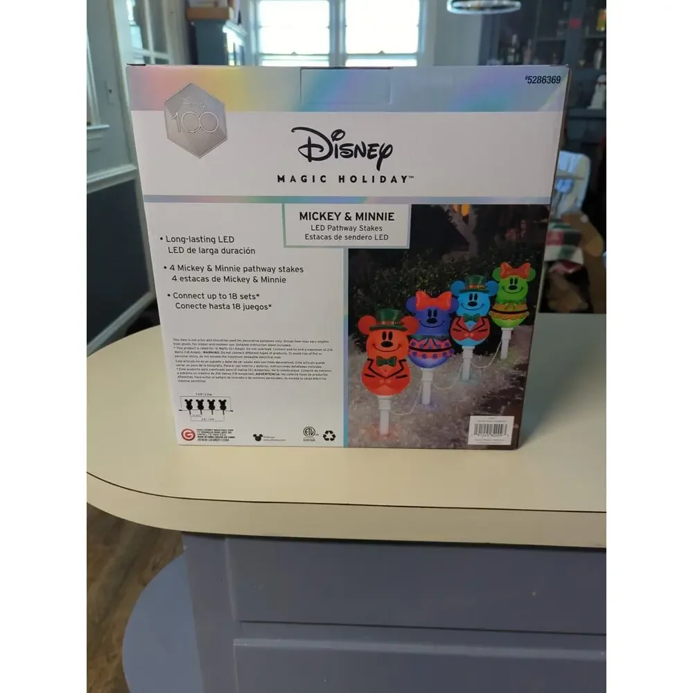 Disney Magic Holiday Mickey & Minnie Mouse Multi-color LED Pathway Lights NEW